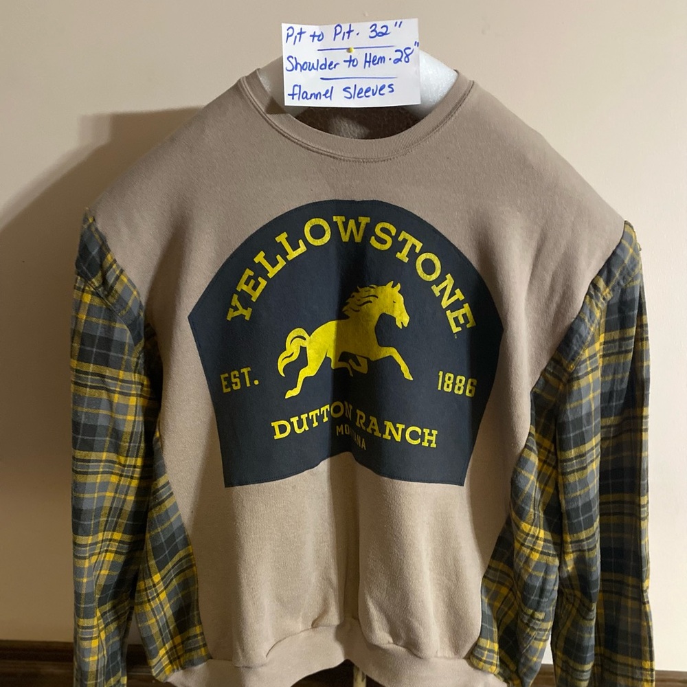 Yellowstone Dutton Ranch Sweatshirt - Tan and Yellow size xl
